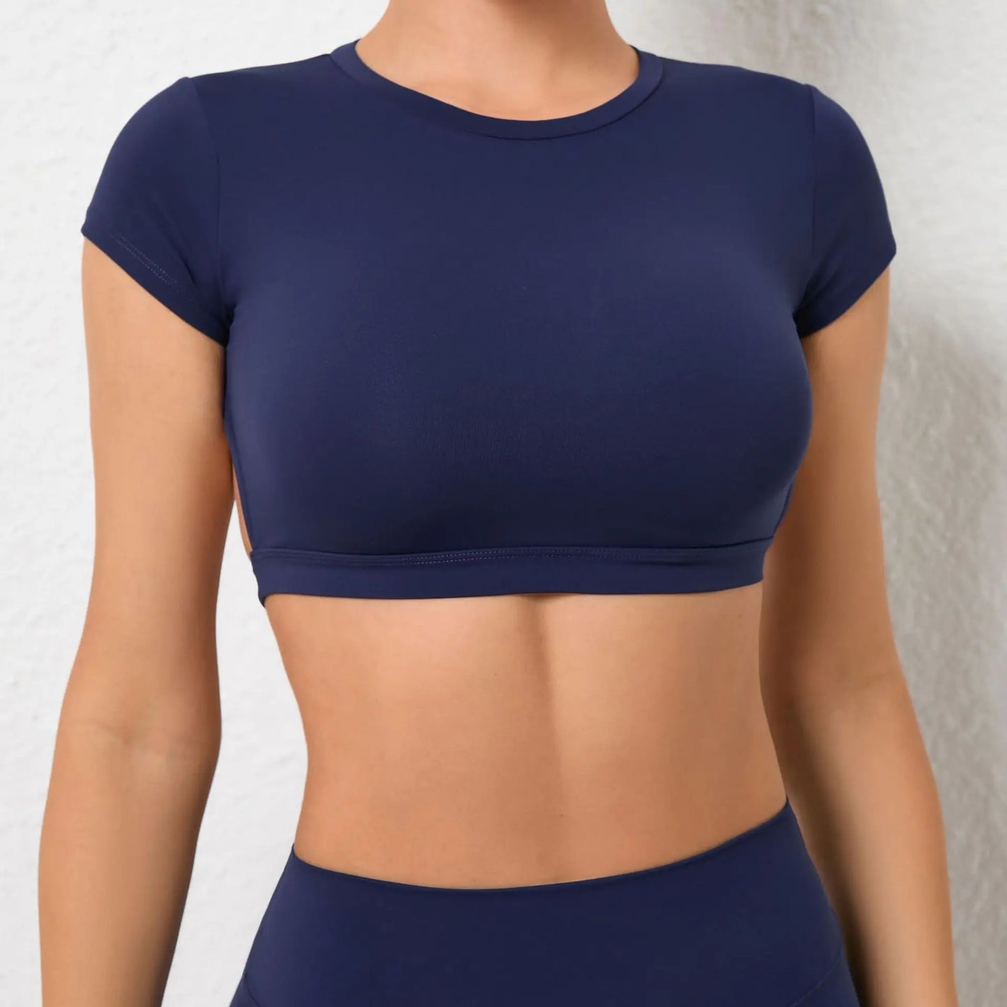 Athena Open Back 2/3 Sleeve Crop Shirt