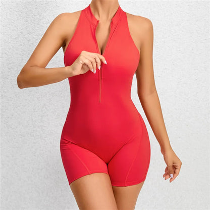 Foxy X Back Zipper Short Bodysuit 