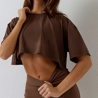 Comfy Dropped Shoulders Oversized Crop Shirt
