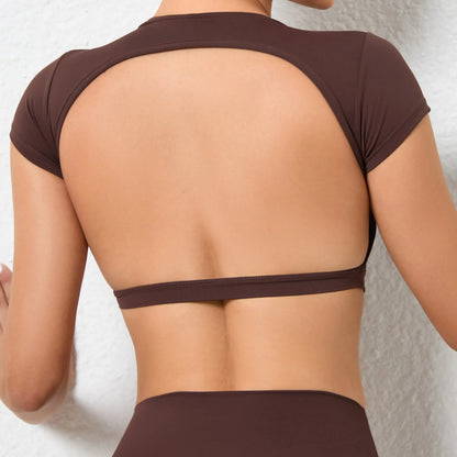 Athena Open Back 2/3 Sleeve Crop Shirt