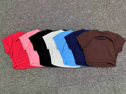 Athena Open Back 2/3 Sleeve Crop Shirt