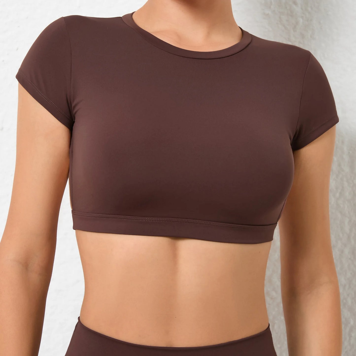 Athena Open Back 2/3 Sleeve Crop Shirt