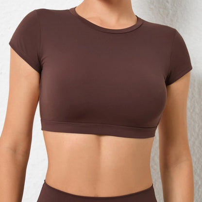 Athena Open Back 2/3 Sleeve Crop Shirt