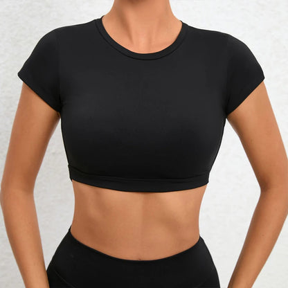 Athena Open Back 2/3 Sleeve Crop Shirt