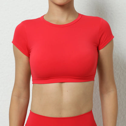 Athena Open Back 2/3 Sleeve Crop Shirt