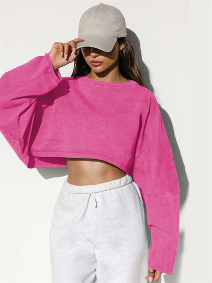 Comfy Dropped Shoulders Oversized Crop Sweater