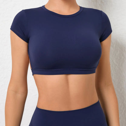 Athena Open Back 2/3 Sleeve Crop Shirt