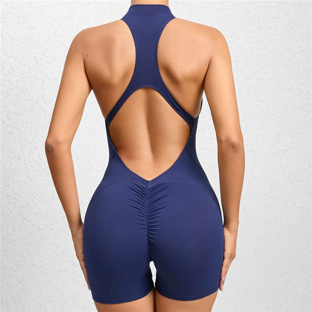 Foxy X Back Zipper Short Bodysuit 