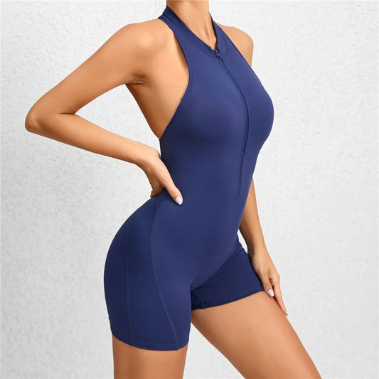 Foxy X Back Zipper Short Bodysuit 