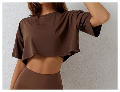 Comfy Dropped Shoulders Oversized Crop Shirt