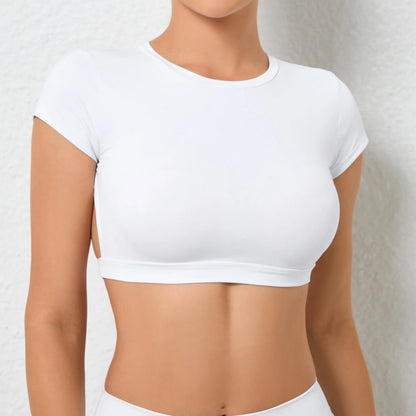 Athena Open Back 2/3 Sleeve Crop Shirt