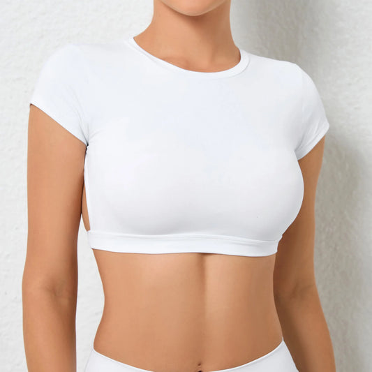 Athena Open Back 2/3 Sleeve Crop Shirt